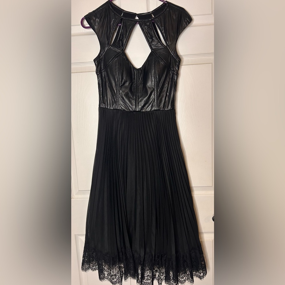Jovani Faux Leather and Lace Dress Sz 4 NWT